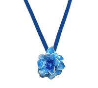 XANHOY Collier ras du cou de soirée pour femme - Collier à fleurs - Bijou tendance pour robe pull, 70 cm, émail, tissu