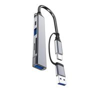 XANHOY Hub USB C + USB 5 ports répartiteur USB multiport câble de données étendu, adaptateur de carte mémoire pour PC, claviers, ordinateurs portables, souris