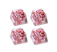XANHOY Lot de 4 touches époxy translucides feuilles séchées Fleurs en papier Croix Axes Claviers Mécaniques Accessoires