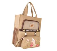 XANHOY Sac à livres pour étudiants - Trousse amovible en toile avec imprimé dessin animé - Sac de courses avec poches latérales - Sac à poignée supérieure, comme le montre la photo, 30*12.4*34 cm,