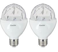 Xanlite Ampoule LED Couleur A60 Rotative DISCO-LED Culot E27 - Ampoule Couleur Boule Angle Éclairage 120°- Lampe RGB Multicolore 3,2W- Lumière RVB - SEDRVB (Lot de 2)