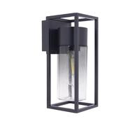 Xanlite, Applique Murale Filaire Noire Fumée Contemporaine LED IP44, Culot E27, 40W Max, Éclairage Extérieur Élégant et Résistant aux Intempéries