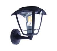 Xanlite Applique Murale Solaire Rétro Noire LED avec Détecteur de Mouvement, IP44, 400 Lumens, 3000K Blanc Chaud, Autonomie 33h - Éclairage Décoratif Solaire Intelligent pour Jardin ou Terrasse