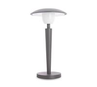 Xanlite Lampe de table LED grise finition sablée 25cm USB rechargeable, 400 lumens, 3000-4000 K, Blanc chaud/neutre