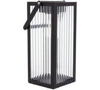 Xanlite Lanterne Solaire Nomade Noire en Verre Ciselé et Métal, IP44, Hauteur 26 cm, LED 3000K Blanc Chaud - Éclairage Ambiance Portatif pour Terrasse, Balcon ou Intérieur