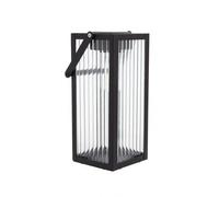 Xanlite Lanterne Solaire Nomade Noire en Verre Ciselé et Métal, IP44, Hauteur 26 cm, LED 3000K Blanc Chaud - Éclairage Ambiance Portatif pour Terrasse, Balcon ou Intérieur