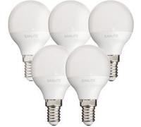Xanlite - Lot de 5 ampoules SMD LED P45 Opaque, culot E14, 470 Lumens, conso. 5,3 W (eq. 40W), 2700K, Blanc chaud - PACK5EV470P BLANC G