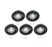 Xanlite - Lot de 5 Spots Encastrables LED - Design Noir Moderne - Blanc Neutre 4000K - 345 Lumens - Culot GU10 - Équivalence 50W - Économie d’Énergie - Noir