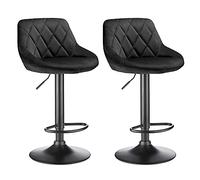 XANNI Lot de 2 Tabouret de Bar, Chaise de Bar Ergonomique en Flanelle, Rotatif sur 360°, Résistante 120 kg, Minimaliste et Moderne pour Salle à Manger, Comptoir, Bar et Salon (Noir)