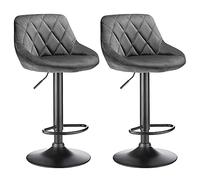 XANNI Lot de 2 Tabouret de Bar, Chaise de Bar Ergonomique en Flanelle, Rotatif sur 360°, Résistante 120 kg, Minimaliste et Moderne pour Salle à Manger, Comptoir, Bar et Salon (Gris foncé)