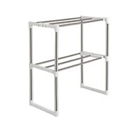 XANNI Support de Four à Micro-Ondes, Extensible 48-87cm, Étagère de Rangement en Plastique et Tuyau Galvanisé, Organisateur de Rangement à 3 Niveaux, 63 * 24*(47-87) cm