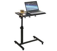 XANNI Table d'appoint légère à Inclinaison réglable, Table de Chevet Réglable en Hauteur, Bureau Informatique 4 Roulante pour Chambre, Canapé, Salon (Noir)