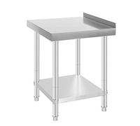 XANNI Table de Travail en Acier Inoxydable Avec Rebord, avec Pieds Réglables et Plateau Inférieur Extra Large, Commerciale, pour Préparation Cuisine Aliment Repas Hôtels Bureaux Hôpitaux, 61*61*90cm