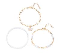 Xanorrg Bijoux À Pied Empilable À La Cheville Plage Multicouche avec des Étoiles De Mer en Alliage D'alliage Et D'imitation des Perles La Chaîne Cheville