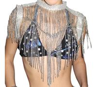 Xanorrg Chaîne De Corps À Franges En Alliage Élégant Bijoux Pour Femmes Scintillants Conception En Couches Léger Confortable Usage Quotidien Robustes Accessoire De Corps