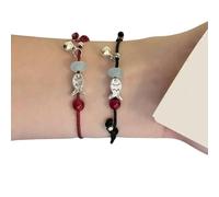 Xanorrg De Charme De Poisson Entrelacé Paire Rouge Cordon Tressé Réglable Unisexe Poignet Bijoux Cordon Traditionnel Poisson Charme Ensemble