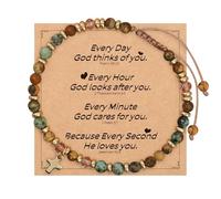 Xanorrg De Rencontre en Pierre Naturelle avec Carte Message Inspirante Ensemble Bijoux pour Sa Mère Sœur Fille Chrétien Tendance avec Carte Message