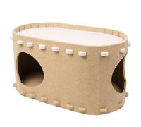 Xanorrg Lit Chaud pour Chat Assemblage Intérieur Maison Chats Double Pont Cachette Lit De Couchage Anti-Rayures Tunnel Jeu Zone Couchage Animaux Compagnie
