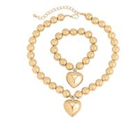 Xanorrg LOVE Heart Pendant Collier Set Round Bijoux Bijoux Perle Élégant Perge De Mode Fashion Women Accessoires
