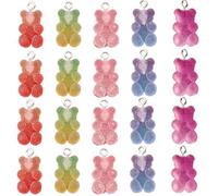 Xanorrg Pack of 20 Lovely Bear Heart Star Pendants Colorful Resin Charm for Unique Jewelry and Accessory Creation Cute Bracelet Charm