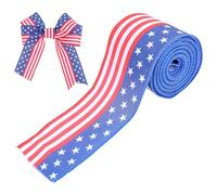 Xanorrg Patriotics Wire Ribbons Star Burlap 164Feets Patriotics for Wreath 4th of Julys Gift White and Blue Ribbons