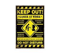 Xanovir Panneau vidéo en métal vintage - Décoration murale « Gamer at Work Do not Enter » - Pour salle de jeu - Man Cave - Chambre à coucher - 20,3 x 30,5 cm