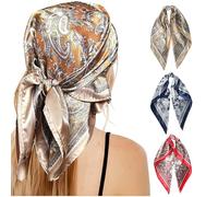Xanthelle Foulard, 3 Foulards Vintage Femme 60x60cm, Bandana Satin, Foulard à Nouer, Foulards pour Femmes, Foulard pour Cheveux, Foulard en Soie, Accessoires