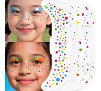 Xanthelle Glitter Freckles Tattoo, 5 tatouages pailletés colorés pour le visage au look de taches de rousseur, idéaux pour le maquillage, les fêtes ou Halloween