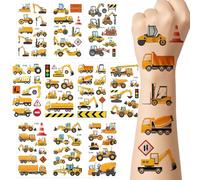 Xanthelle Tatouages pour enfants, Set autocollants tracteur et engins de chantier pour garçons, Décoration d'anniversaire conviviale, Fête tracteur pour enfants
