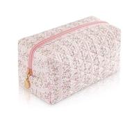 Xanthelle Trousse de maquillage, Petite trousse à cosmétiques pour femmes, Trousse esthétique & trousse de toilette, Trousse de maquillage de voyage pour femmes, Pochette matelassée rose pastel