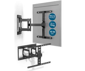 Xantron SLIMLINE-466US Support mural pivotant pour TV avec accessoires - Distance au mur seulement 27 mm - 43-90" & VESA jusqu'à 600 × 400 - Support TV ultra fin jusqu'à 75 kg