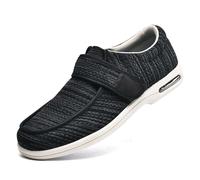 XAOLPLH Chaussures Diabétiques, Chaussures Pieds Larges pour Âgées, Oedeme Pantoufle Été Reglable, Chaussure Orthopedique Homme, Sandales Homme Personne Âgée,45