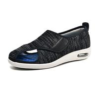 XAOLPLH Chaussures diabétiques pour hommes Pantoufles pour personnes âgées Très Large Chaussons pour l'œdème et les pieds enflés Antidérapant avec 3 paires de semelles amovibles,48