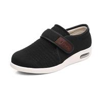 XAOLPLH Chaussures pour diabétiques pour Hommes, Chaussures Larges, Chaussons pour Personnes âgées, arthrite, œdème, valgus du Pouce, Chaussures de Marche réglables à Coussin d'air,41EU