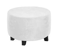 XAOLPLH Housse de protection extensible pour ottoman, repose-pieds, tabouret rond, amovible et lavable, blanc, taille L