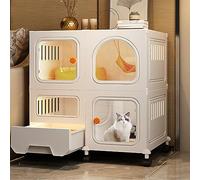 XAoSCd Cage pour Chat - Enclos pour Chat D'Intérieur, Chenils pour Chats D'Intérieur avec Bac À Litière, Parc pour Chat Solide Et Robuste À Monter Soi-Même, avec roulettes pour,Set a-71 * 46.5 * 75cm