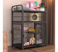 XAoSCd Cages pour Chats D'Intérieur, Cage pour Chats, Parc pour Chats, Cage pour Lapins, Cage pour Petits Animaux, Enclos Durable pour Animaux De Compagnie pour Lapins, Cochons,Black-78 * 52 * 101CM