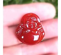 XAoSCd Collier Pendentif Bouddha En Jade, Agate Et Calcédoine Pour Hommes Et Femmes, Cadeau Pour Filles, Bijoux Avec Certificat (Rouge)