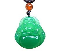 XAoSCd Collier Pendentif Bouddha En Jade, Agate Et Calcédoine Pour Hommes Et Femmes, Cadeau Pour Filles, Bijoux Avec Certificat (Vert)