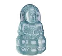 XAoSCd Collier Pendentif Bouddha En Jade, Calcédoine De Glace Vert Clair Naturel, Amulette Porte-Bonheur En Cristal, Bijoux Pour Femmes Et Hommes (Long Bouddha)