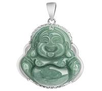 XAoSCd Collier Pendentif Bouddha En Jade Vert Pour Hommes Et Femmes, Collier En Argent S925 Naturel En Jadéite, Bijoux Avec Certificat (Pendentif En Jade)