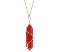 XAoSCd Ensemble De Bijoux En Agate Rouge Pour Femmes Et Hommes - Collier Pendentif, Bague, Boucles D'Oreilles, Bracelet - Cadeau En Pierre Précieuse De Cornaline Naturelle (Collier Rouge)