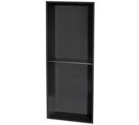 XAoSCd Étagère de salle de bain en acier inoxydable, étagère encastrée avec design creux, étagère de rangement intégrée pour chambre à coucher, bureau, cuisine, shampoing/articles de toilette, noir