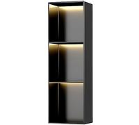 XAoSCd Niche de douche en acier inoxydable, étagère de rangement intégrée avec éclairage pour salle de bain, salon, salle à manger et cuisine, armoire de niche monobloc, noir - 28 x 90 x 12,5 cm