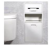 XAoSCd Niche De Douche en Acier Inoxydable, Support De Rangement Encastré, Porte-Papier Toilette, Niche De Douche avec Porte pour Salle De Bain D'Hôtel Ou De Résidence,White-a-67x30x14cm