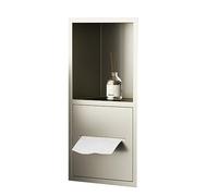 XAoSCd Niche De Toilettes en Acier Inoxydable avec Étagères Encastrées, Niche De Douche pour Toilettes, Porte-Papier Hygiénique, Niche Murale sans Carrelage, Adaptée Aux Toilet,Grey-20x40x12.5cm