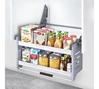 XAoSCd Organisateur De Cuisine À 2 Niveaux, Étagère Rabattable Suspendue pour Armoire De Cuisine, Rangement Robuste en Acier Inoxydable pour Armoire Supérieure De Cuisine, Organ,One Color-30.1