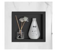 XAoSCd Organiseur de niche en acier inoxydable étanche pour salle de bain, shampooing, articles de toilette, idéal pour la maison, la chambre à coucher, le salon, noir, 21,6 x 23,5 x 8 cm
