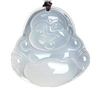 XAoSCd Pendentif Bouddha En Jade, Agate De Glace, Calcédoine Blanche, Collier, Bijoux Pour Femmes Et Hommes