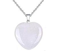XAoSCd Pendentif En Forme De Cœur En Pierre Naturelle Et Cristal, Collier Coloré Pour Femmes Et Hommes (Blanc)